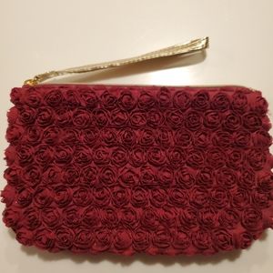 Neiman Marcus Burgundy Roses Makeup Bag